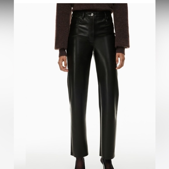 Aritzia Wilfred Melina Faux Leather Pants in Black - Picture 2 of 13